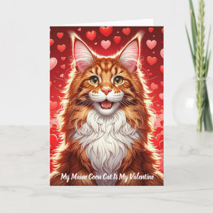 Maine Coon Cat Valentine Purr geklappte Ferienkart Feiertagskarte