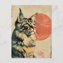 Maine Coon Cat Vintag Art Postkarte