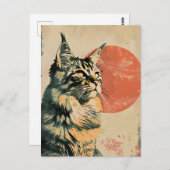 Maine Coon Cat Vintag Art Postkarte (Vorne/Hinten)