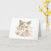 Maine Coon Cat Watercolor ard Karte (Gelbe Blume)