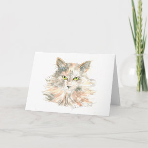 Maine Coon Cat Watercolor ard Karte
