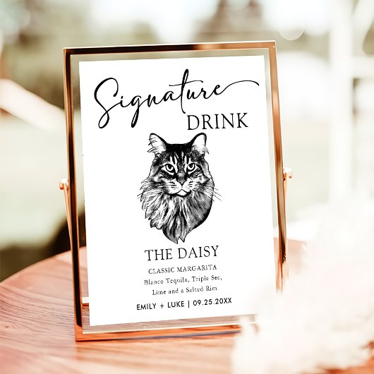 Maine Coon Cat Wedding Signature Drink Zeichen Poster