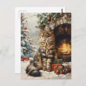 Maine Coon Cat Weihnachten Vintag Postkarte (Vorne/Hinten)