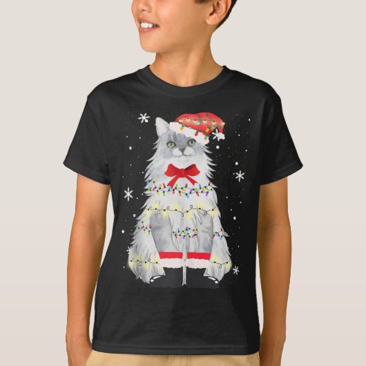 Maine Coon Cat Weihnachtsbaum Xmas Mama Vater Gesc T-Shirt (Vorderseite)
