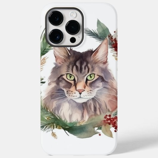 Maine Coon Cat Weihnachtsschreath Festive Kitten Case-Mate iPhone Hülle (Rückseite)