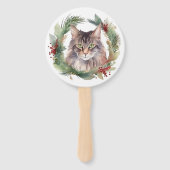Maine Coon Cat Weihnachtsschreath Festive Kitten Fächer (Rückseite)
