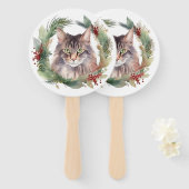 Maine Coon Cat Weihnachtsschreath Festive Kitten Fächer (Vorne und Hinten)