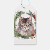 Maine Coon Cat Weihnachtsschreath Festive Kitten Geschenkanhänger (Rückseite)