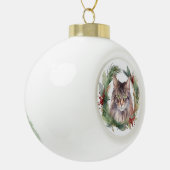 Maine Coon Cat Weihnachtsschreath Festive Kitten Keramik Kugel-Ornament (Links)
