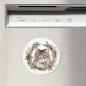 Maine Coon Cat Weihnachtsschreath Festive Kitten Magnet (In Situ (Geschirrspüler))