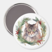 Maine Coon Cat Weihnachtsschreath Festive Kitten Magnet (Vorderseite/Rückseite)
