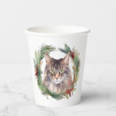 Maine Coon Cat Weihnachtsschreath Festive Kitten Pappbecher (Vorderseite)