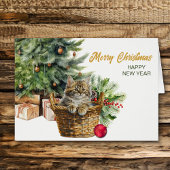 Maine Coon Cat Wicker Basket Weihnachtsbaum