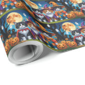 Maine Coon Cats Pumpkin Halloween Funny Geschenkpapier (Rolleneckpunkt)