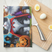 Maine Coon Cats Pumpkin Halloween Funny Geschirrtuch (Viertel Falte)