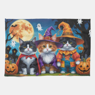 Maine Coon Cats Pumpkin Halloween Funny Geschirrtuch