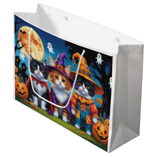Maine Coon Cats Pumpkin Halloween Funny Große Geschenktüte (Vorderseite Schrägansicht)