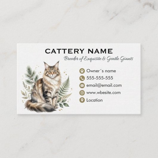 Maine Coon Cattery Individuelle Visitenkarte (Vorderseite)