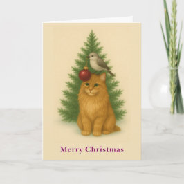 Maine Coon Christmas Card | Vintage Cat | Printabl Karte