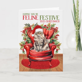 Maine Coon Christmas Cat FELINE Festival Feiertagskarte