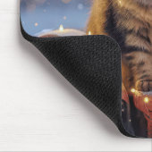 Maine Coon Christmas Cat On an Old Tractor Mousepad (Ecke)