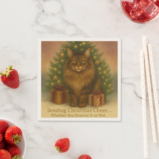 Maine Coon Christmas Napkins | Funny Holiday Table Serviette (Beispiel)
