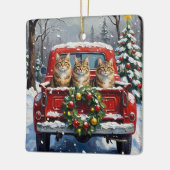 Maine Coon Christmas Red Truck Holiday Keramikornament (Links)