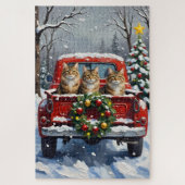 Maine Coon Christmas Red Truck Holiday Puzzle (Vertikal)