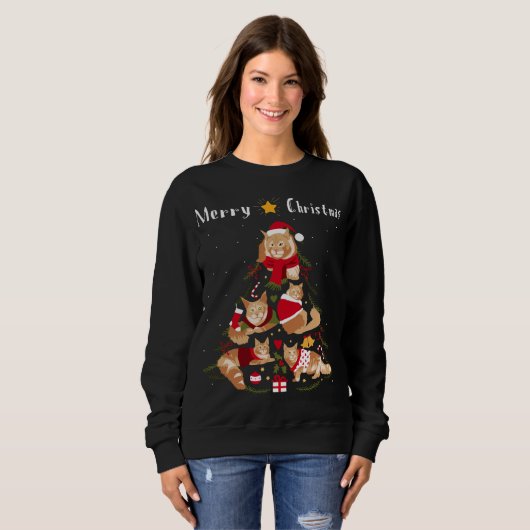 Maine Coon Christmas Tree Xmas Cat Lover Sweatshirt (Vorne ganz)