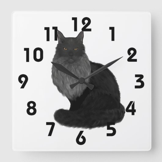 Maine Coon Clock Quadratische Wanduhr (Vorderseite)