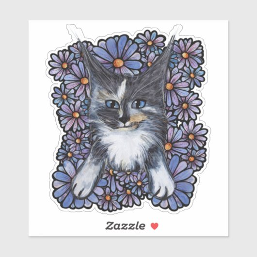 Maine Coon Dilute Calico Cat Lila Daisy Aufkleber (Blatt)