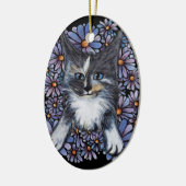 Maine Coon Dilute Calico Cat Lila Daisy Keramik Ornament (Links)