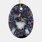Maine Coon Dilute Calico Cat Lila Daisy Keramik Ornament (Hinten)