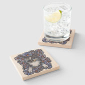 Maine Coon Dilute Calico Cat Lila Daisy Steinuntersetzer (Seitenansicht)