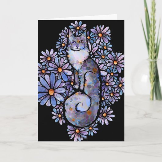 Maine Coon Dilute Calico Cat Lila Karte (Vorderseite)