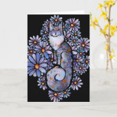 Maine Coon Dilute Calico Cat Lila Karte (Gelbe Blume)