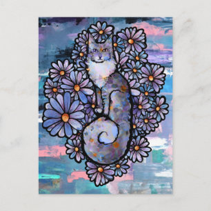 Maine Coon Dilute Calico Katze Lila Postkarte