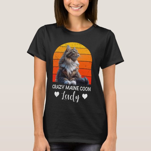 Maine Coon Eigentümer CRAZY MAINE COON LADY Cat Mo T-Shirt (Vorderseite)