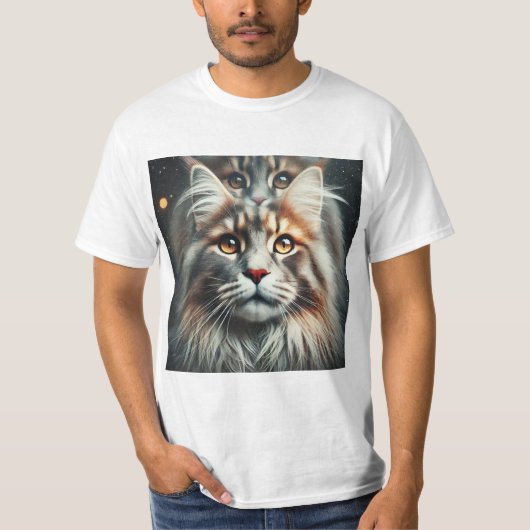 Maine Coon: Elegancia en Doble Exposición T-Shirt (Vorderseite)