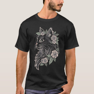 Maine Coon Floral Katzen T-Shirt