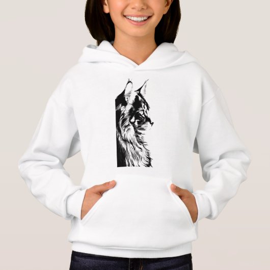 Maine Coon Girl's Pullover White Hoodie Kids' (Vorderseite)