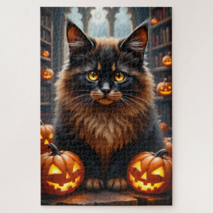 Maine Coon Gothic Halloween-Porträtkunst Puzzle