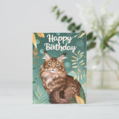 Maine Coon Happy Birthday Postkarte (Stehend Vorderseite)