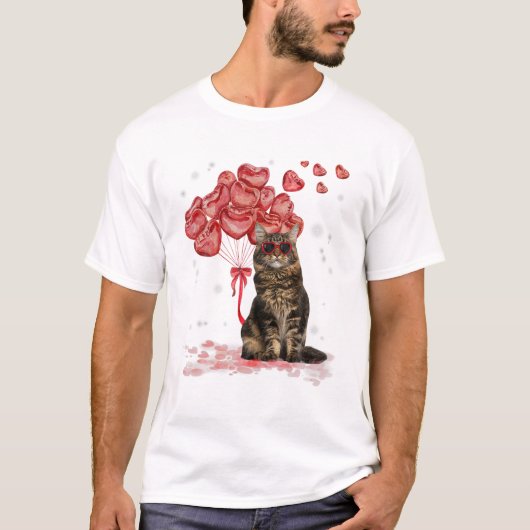 Maine Coon Heart Valentines T-Shirt (Vorderseite)