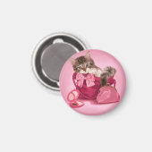 Maine-Coon in rosa Handtasche Magnet (Vorderseite/Rückseite)