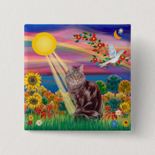 Maine Coon Katze 10 - Herbstsonne Button