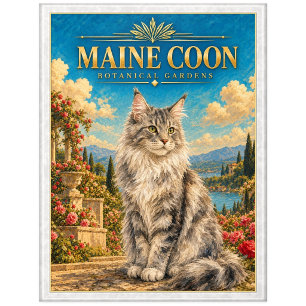 Maine Coon Katze, Aquarellkunst Postkarte