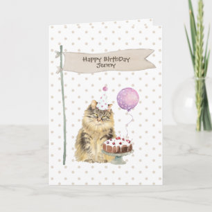 Maine Coon Katze Geburtstag Polka Punkte Feiertagskarte