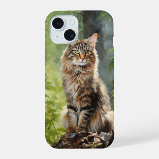 Maine Coon-Katze iPhone 15 Hülle (Rückseite)