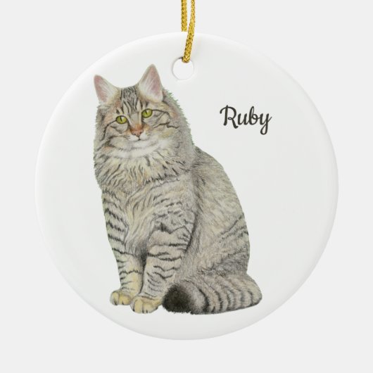 Maine Coon Katze Keramik Ornament (Vorne)